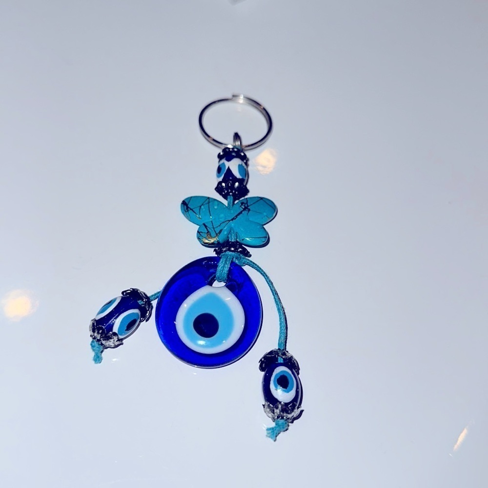 Evil Eye keychain with butterfly